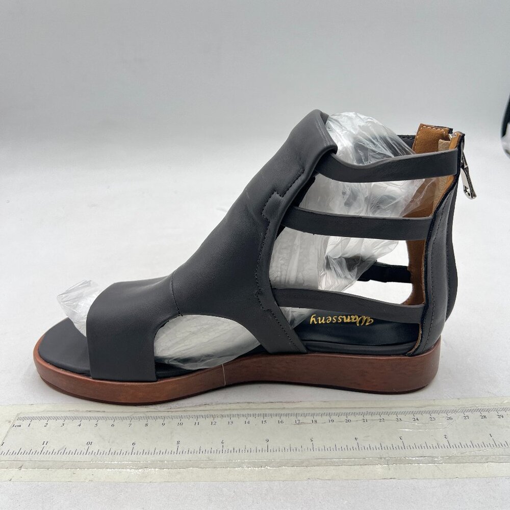 Wansseny Grey Peep Open Toe Cut Out Buckle Ankle Bootie Comfortable Sandal